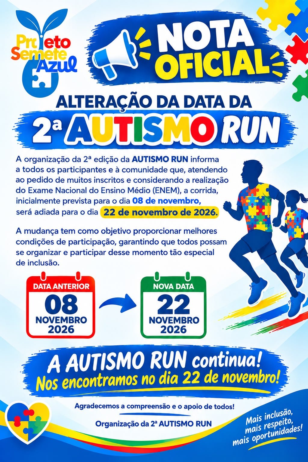 Novo flyer II Corrida Solidária Autismo Run